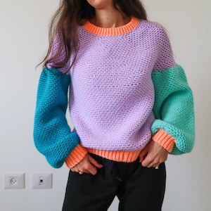 The Better Sweater Worsted Yarn Weight Crochet Pattern, Balloon Sleeve Sweater Pattern, Bottom Up Crocheted Jumper in Kids and Women's Sizes image 2