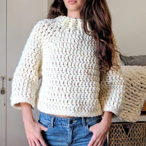 Chunky Cropped Raglan Sweater Pattern, Beginner Friendly Crochet Sweater Pattern For Women, Instant Downloadable Crocheting Instructions image 3