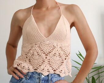 Pineapple Stitch Crochet Top Pattern: Adjustable Lace Back (PDF Pattern)