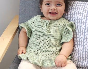 Crochet Girls Top Pattern: Ruffles and Puffs, 6-24 Months (PDF Pattern)