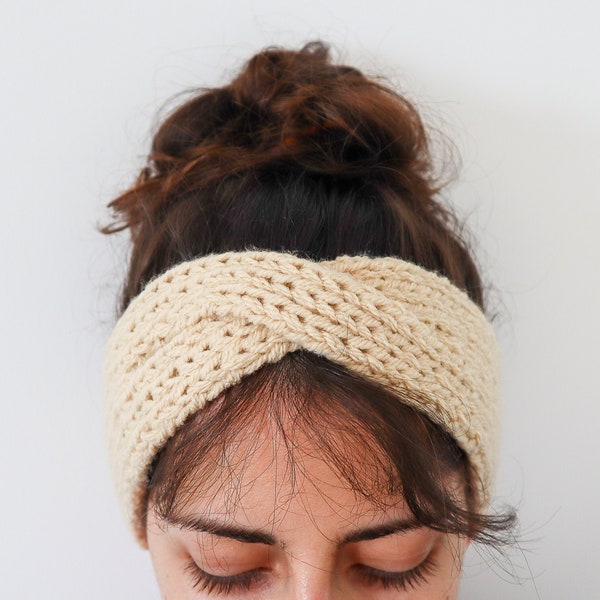 Turban Style Knit Headband Pattern, DIGITAL DOWNLOAD, Knit Ear Warmer Pattern, Boho Turban Kntting Pattern, Knit Turban Ear Warmer Pattern