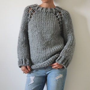 Super Chunky Raglan Knit Sweater Pattern, Top Down Knitted Sweater ...