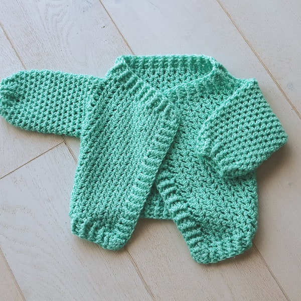 Crochet Baby Cardigan Pattern, The Quick n' Cozy Cardi. Instructions for Sizes 6-12 months and 18-24 months. Unisex For Boy And Girl Babies