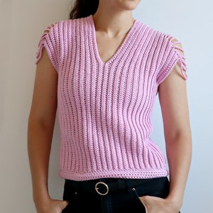 Shoulder to Shoulder Crochet Top Pattern, Simple Crocheted Tank Top Pattern With Sexy Lacy Chain Shoulder Detail. PDF Download Instructions image 1