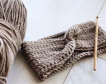 Knit-Look Crochet Twist Headband Pattern, Turban Twisted Crochet Ear Warmer Pattern, Boho DIY Crocheting Sized for Babies, Toddlers, Women