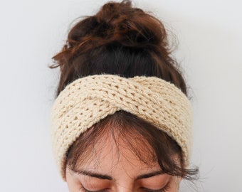 Turban Style Knit Headband Pattern, DIGITAL DOWNLOAD, Knit Ear Warmer Pattern, Boho Turban Kntting Pattern, Knit Turban Ear Warmer Pattern