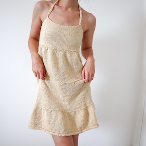 Three Tiered Dress Knitting Pattern, Knit Dress Pattern With Instructions For Women Sizes Small To Extra Large.  Knitted Summer Cover Up