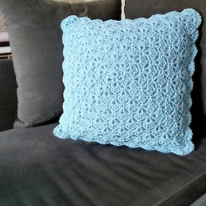 Patrón de almohada de crochet con conchas Shabby Chic, instrucciones para la funda de cojín en estilo rústico, almohada perfecta para la decoración de la habitación del bebé
