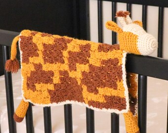 Jerry the Giraffe Crochet Pattern: C2C Lovey Blanket & Crib Draper (PDF Pattern)