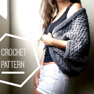 Granny Square Shrug Crochet Pattern, Beginner Crochet Shrug Pattern, Easy Crochet Cardigan Pattern, Size Inclusive Crochet Sweater Pattern image 3