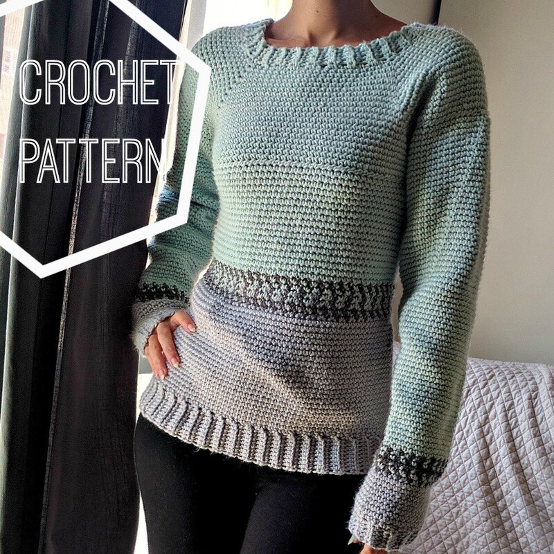 Fair Isle Crochet Long Sleeve Crewneck Mini Knit Sweater Dress