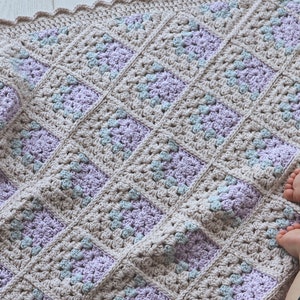 Crochet Baby Blanket Pattern, Modern Mitered Granny Square Blanket, Crocheted Shell Border. Includes Chart, Diagram and Written Instructions image 7