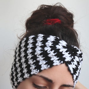 Houndstooth Twist Front Headband Pattern, Turban Twisted Crochet Ear Warmer Pattern, Tutorial Sized for Babies, Toddlers, Women, Adults image 2