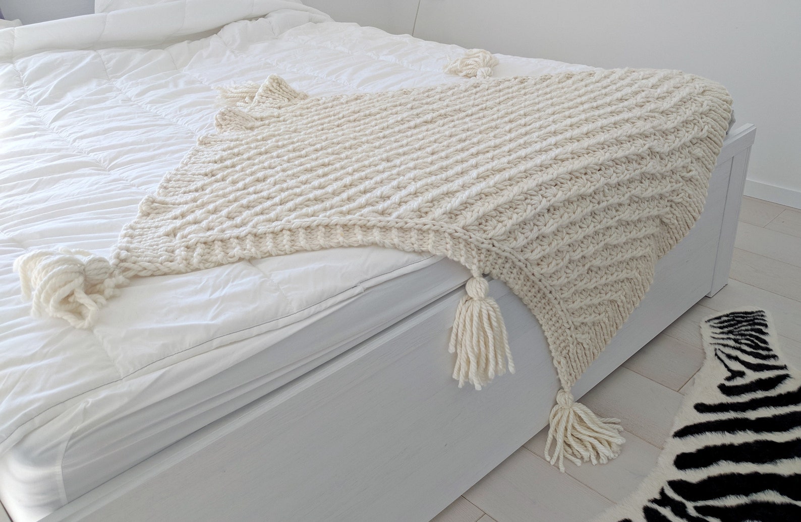 Marshmallow Knit Blanket Pattern Chunky Knitted Throw Blanket Etsy