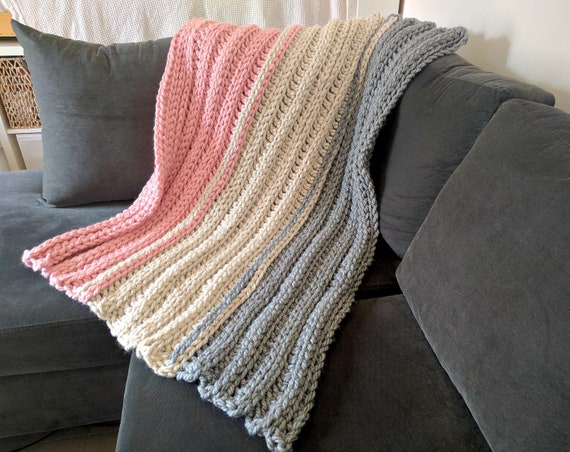 Super Chunky Crochet Blanket Pattern, Ribbed Crochet Pattern