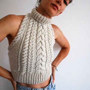 Copious Cables Cable Knit Halter Top Pattern, Knitting Pattern for Open Back Crop Top w/ Instructions for XS, S/M, L/XL, 2XL image 2