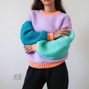 The Better Sweater Worsted Yarn Weight Crochet Pattern, Balloon Sleeve Sweater Pattern, Bottom Up Crocheted Jumper in Kids and Women's Sizes image 6