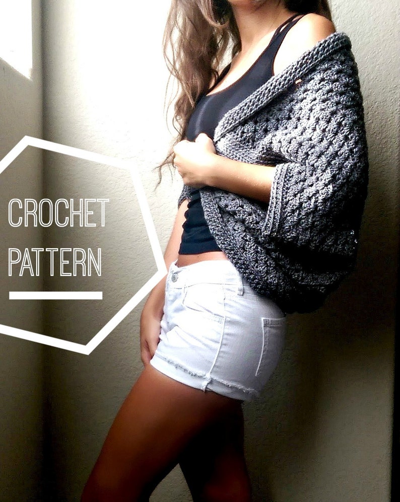 Granny Square Shrug Crochet Pattern, Beginner Crochet Shrug Pattern, Easy Crochet Cardigan Pattern, Size Inclusive Crochet Sweater Pattern image 3