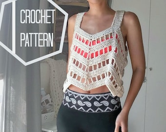 Lace Crochet Top Pattern, Crochet Coverup Pattern, Boho Crochet Cover Up Pattern, Loose Crop Top Pattern, Boho Beach Coverup Pattern, Easy