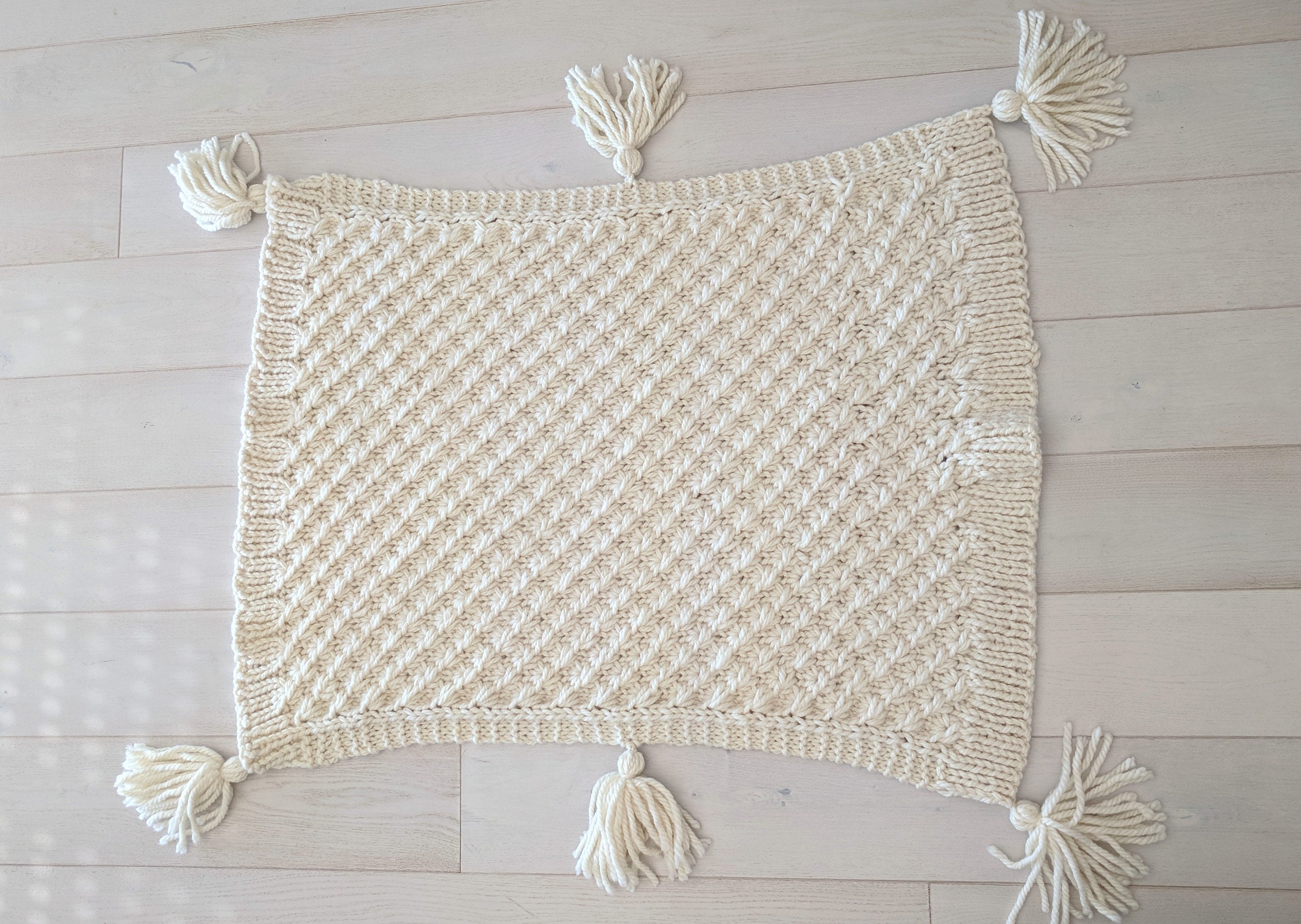 Marshmallow Knit Blanket Pattern Chunky Knitted Throw Blanket Etsy