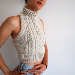 Copious Cables Cable Knit Halter Top Pattern, Knitting Pattern for Open Back Crop Top w/ Instructions for XS, S/M, L/XL, 2XL image 6