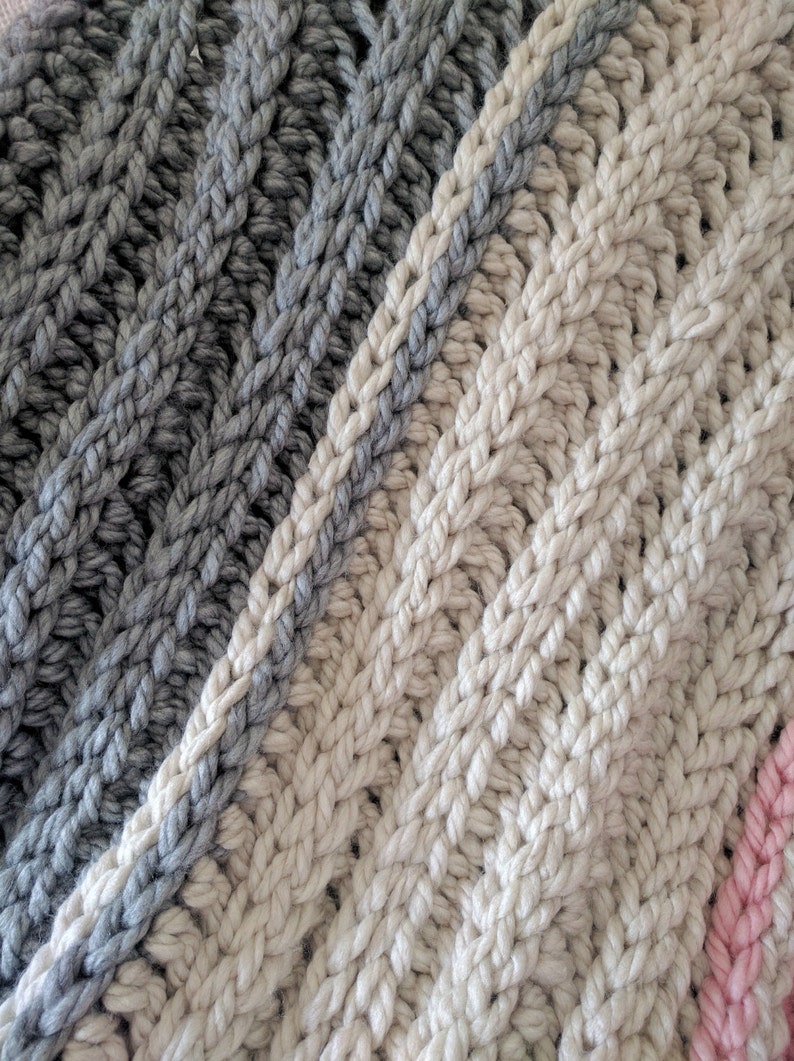 Super Chunky Crochet Blanket Pattern, Ribbed Crochet Pattern Blanket, Chunky Ribbed Crochet Throw Pattern, Striped Crochet Afghan Pattern image 4