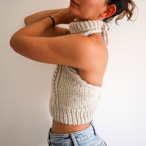 Copious Cables Cable Knit Halter Top Pattern, Knitting Pattern for Open Back Crop Top w/ Instructions for XS, S/M, L/XL, 2XL image 4