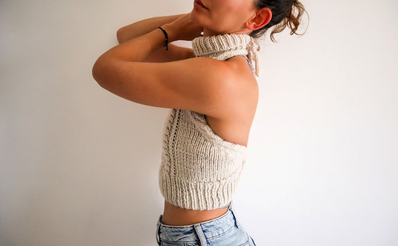 Copious Cables Cable Knit Halter Top Pattern, Knitting Pattern for Open Back Crop Top w/ Instructions for XS, S/M, L/XL, 2XL image 4