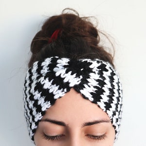 Houndstooth Twist Front Headband Pattern, Turban Twisted Crochet Ear Warmer Pattern, Tutorial Sized for Babies, Toddlers, Women, Adults image 5