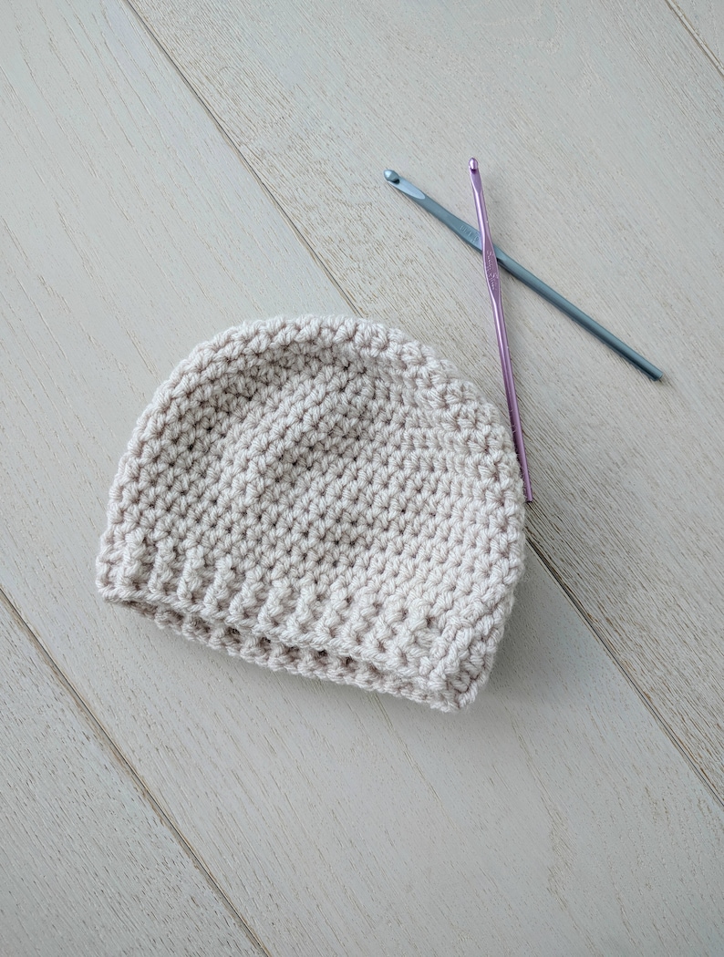 Perfect Simple Crochet Beanie Pattern, Instructions for Baby, Kids and Adults Sizes, Crocheted Hat Pattern for Women, Girls and Men. Unisex image 7