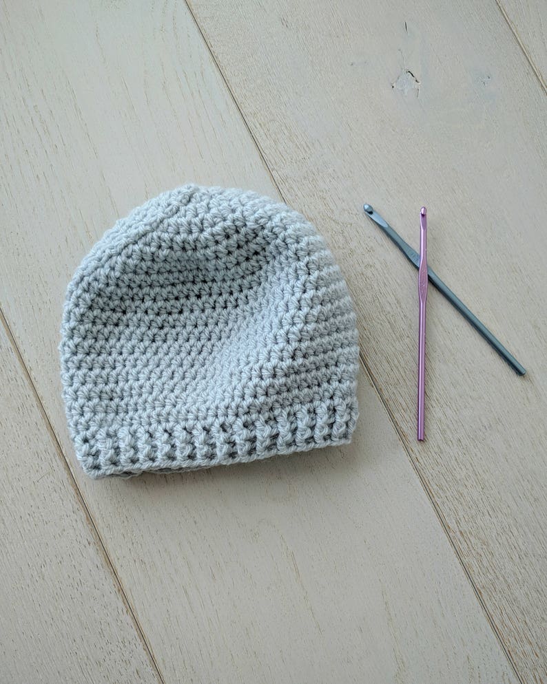 Perfect Simple Crochet Beanie Pattern, Instructions for Baby, Kids and Adults Sizes, Crocheted Hat Pattern for Women, Girls and Men. Unisex image 4