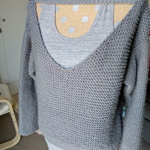 No Purls Sweater Pattern, V Back Knit Slouchy Sweater Pattern for Women, Oversized with V Neck Sizes S, M, L, XL. Easy Beginner Friendly PDF image 7
