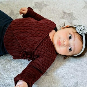 Baby Crochet Wrap Sweater Pattern: Gingersnap Pullover (PDF Download)