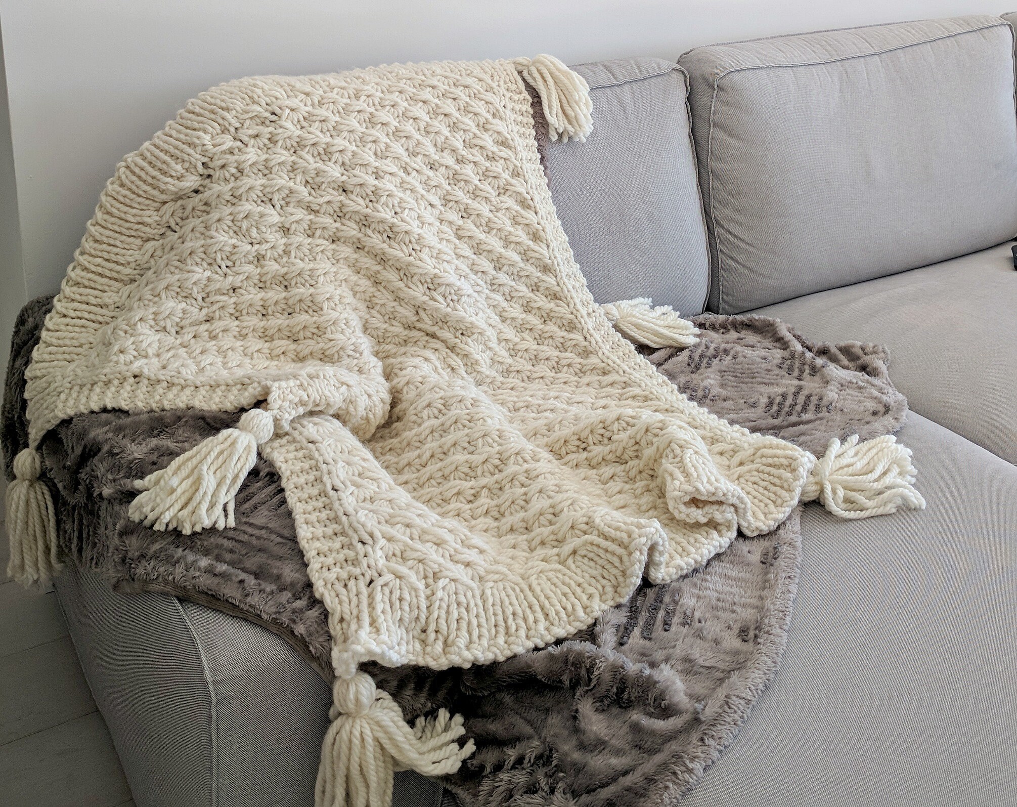 Marshmallow Knit Blanket Pattern Chunky Knitted Throw Blanket Etsy