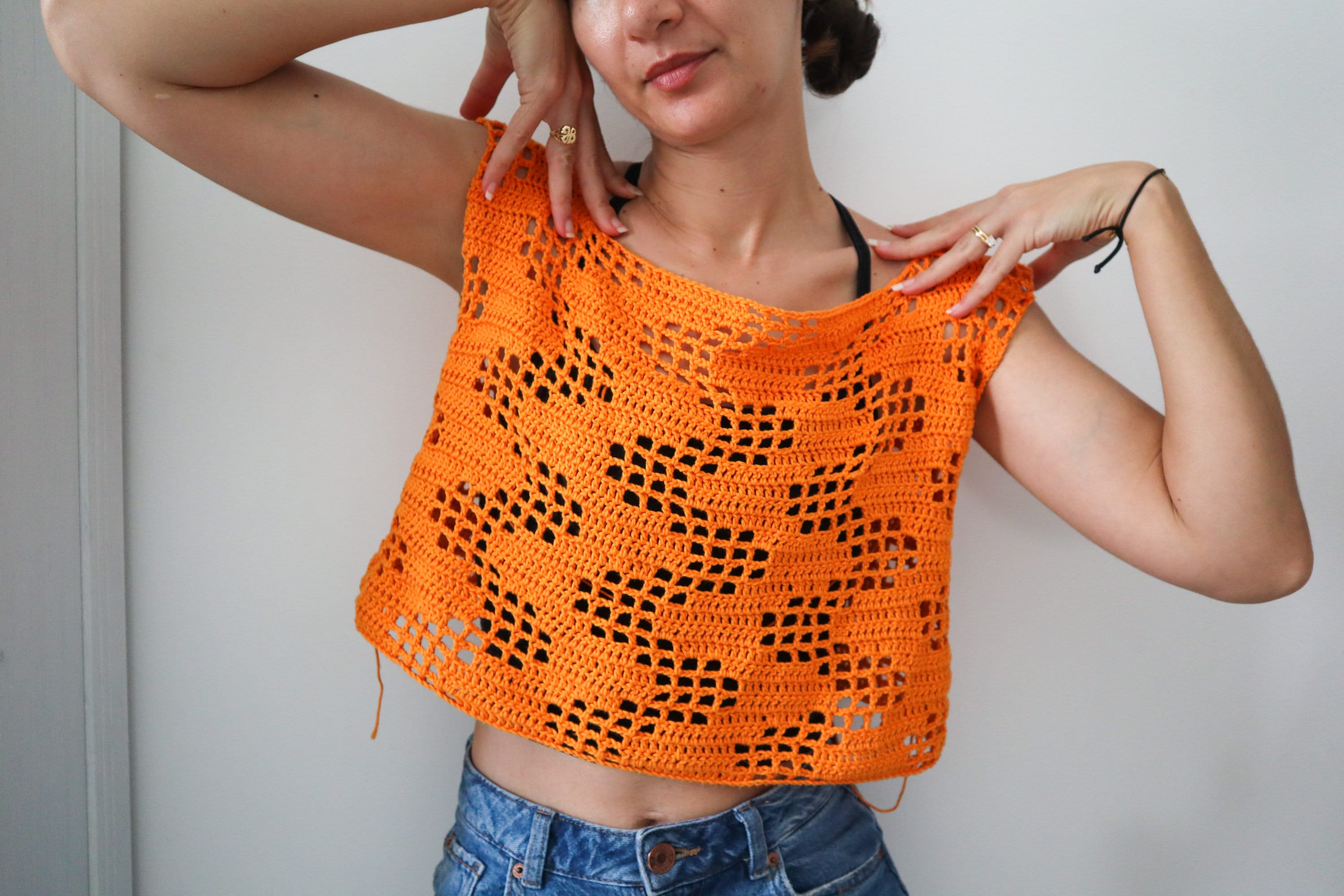 Cheetos Inspired Crochet Crop Top Pattern - Dangerously Cheesy
