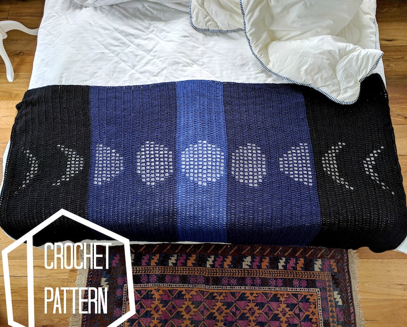 Moon Phases Blanket Crochet Pattern Filet Crochet Etsy Canada