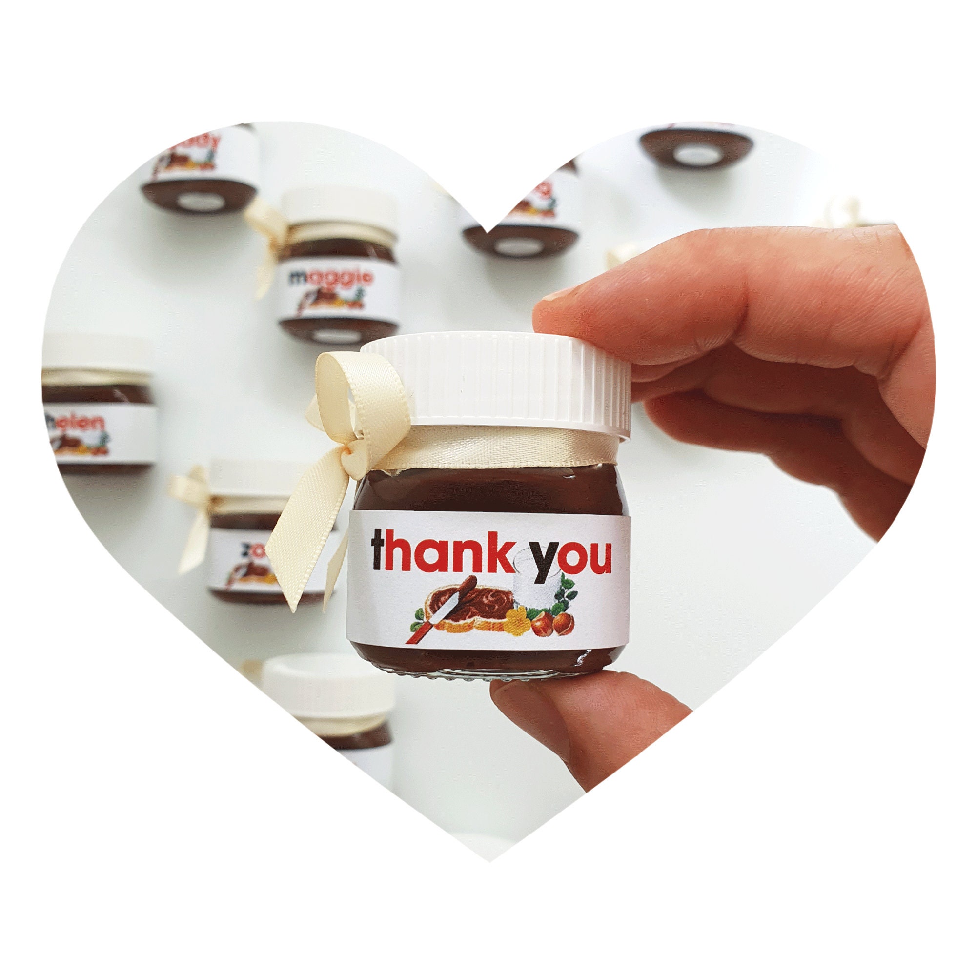 PERSONALISED MINI NUTELLA placecards, customised nutella jars, spread the  love, nuts about you, nutella party favour, nutella birthday party