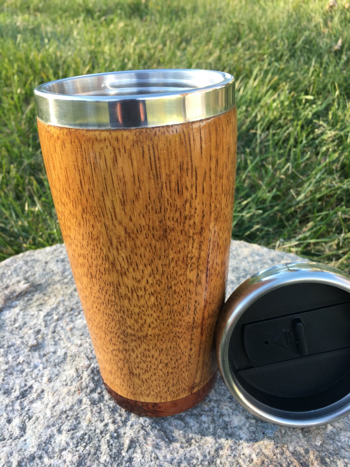Wooden Travel Mug for Beverages hot or cold Stainless Steel Etsy