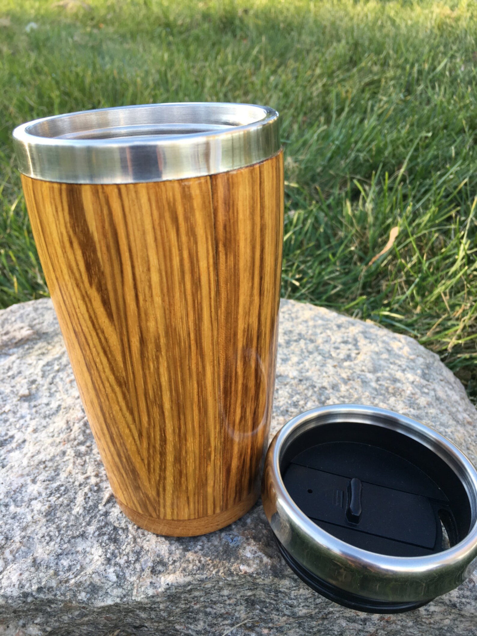 Wooden Travel Mug for Beverages hot or cold Stainless Steel Etsy