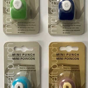 Michaels Mini Craft Punch Lot of 4 - Palm Tree, Bell, Leaf, Symbol - New In Package