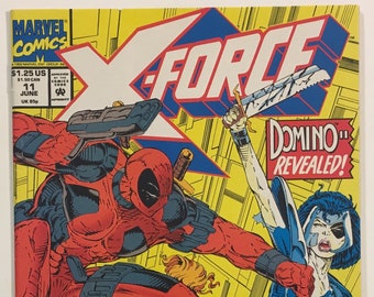 X-Force #11 - 1st Appearance "Real" Domino / Deadpool App. - Marvel Comics 1992 VF+ WP
