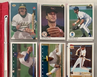 Vintage 1980s to 1990s Baseball Cards In Portfolio Lot of 54 All Hall of Famers