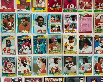 Kansas City Chiefs 1969 to 1985 Topps Fleer NFL Football Trading Cards Lot of 40