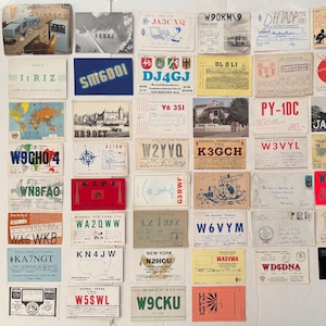 QSL Ham Radio Cards 1940s to 1980s USA + International (PostCards) Vintage Lot of 53