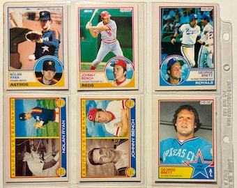 1983 O-Pee-Chee Baseball Trading Cards Nolan Ryan, George Brett, Johnny Bench, Gary Carter Lot of 9