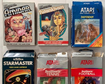 Vintage Atari 2600 Boxed Video Game Cartridge Lot of 6 - Amidar Starmaster Tutankham Sports