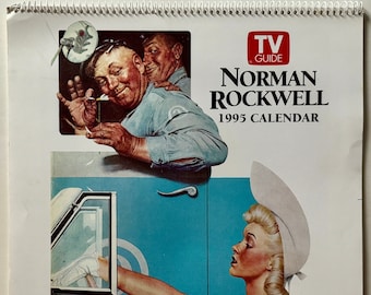 TV Guide Norman Rockwell 1995 Wall Calendar Flip Spiral Bound 11 x 11 in.