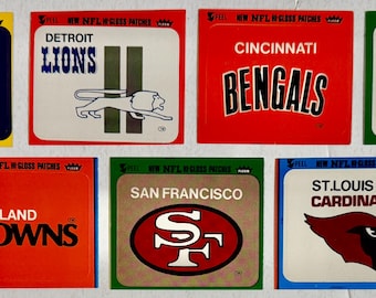 1970s Fleer NFL Hi-Gloss Patches Football Team Logo Stickers Vintage Lot of 7