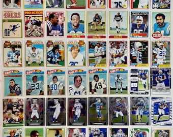 Baltimore and Indianapolis Colts Vintage Football Trading Cards 1967 to 2024 Topps Fleer Panini Lot of 48