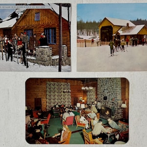 Split Rock Lodge Ski Club Cottages Big Boulder Poconos Lake Harmony, PA Carte postale RPPC Lot de 3